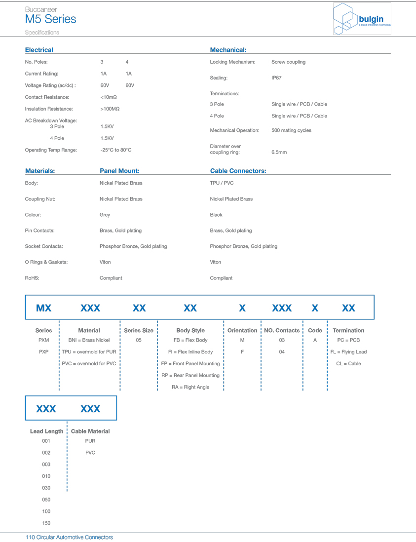 M5系列連接器參數(shù)