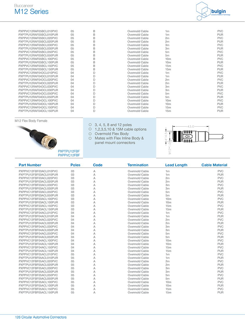 母直頭塑膠成型式圓形連接器選型