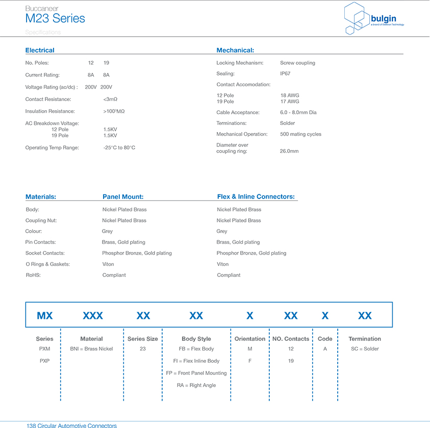M23 連接器公頭焊線式技術(shù)參數(shù) M23 連接器公頭焊線式技術(shù)參數(shù)