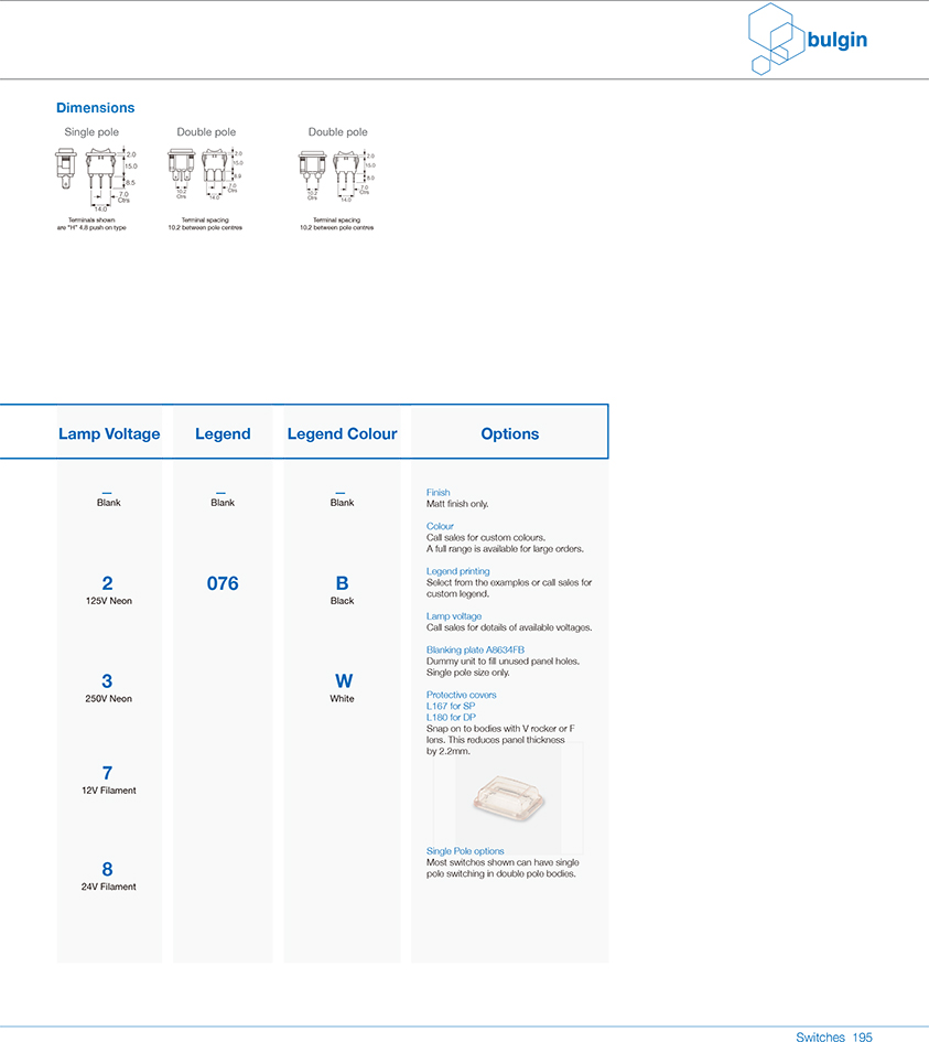 8670翹板開關系列功能 8670翹板開關系列功能