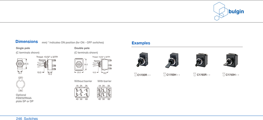 搖桿開(kāi)關(guān)1750系列選型