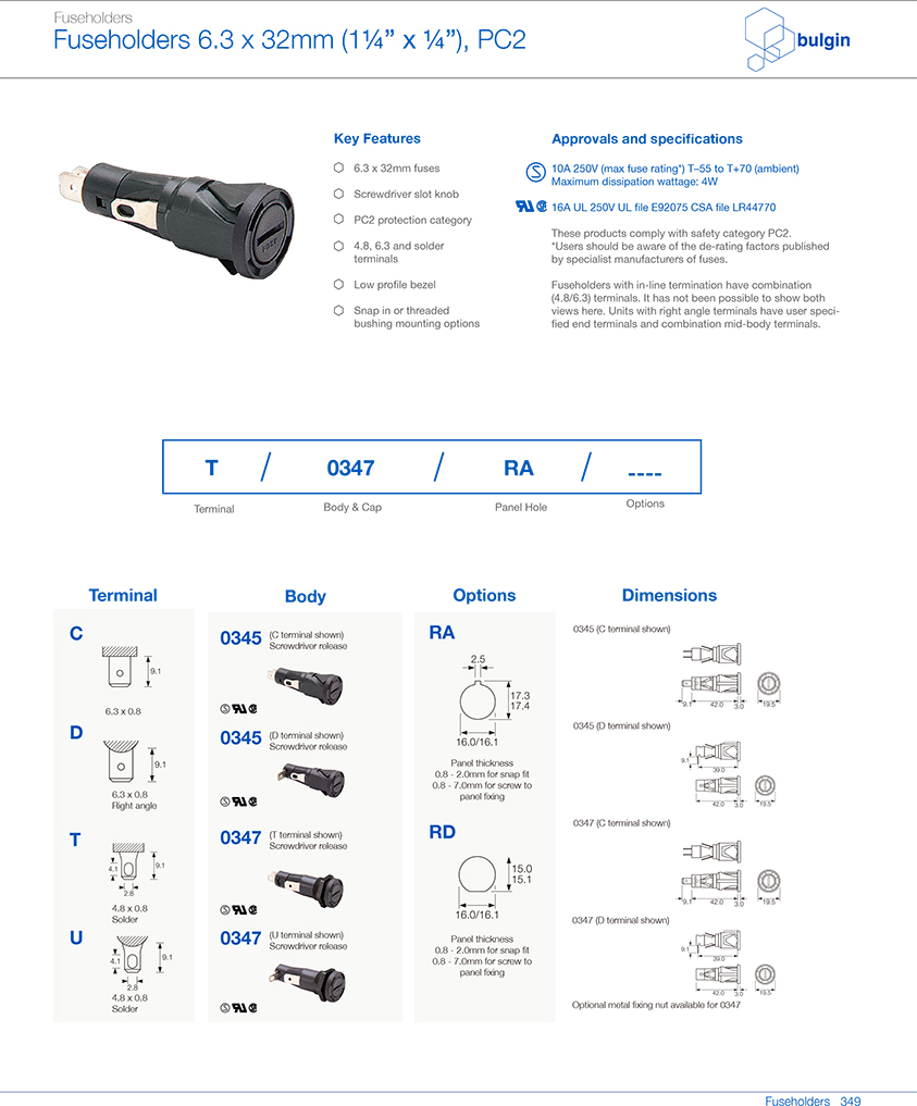 防觸電保護(hù)類別0345保險絲座選型